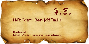 Háder Benjámin névjegykártya
